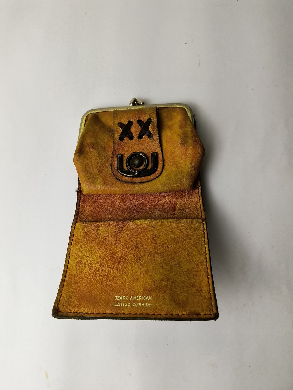 Meeker Ozark American Latigo Cowhide Yellow Leather Coin Purse And Wallet Vintag